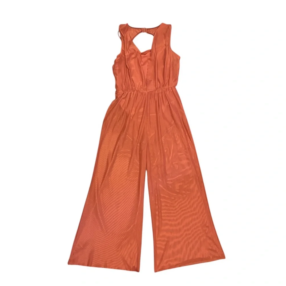 Balera Cowl Drape Power Mesh Jumpsuit Copper LC Contemporary Costume